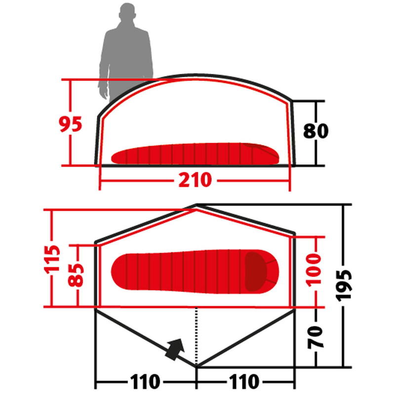 Tente de trekking Trailrunner 1-2 personnes camping vélo bivouac 2,18 kg