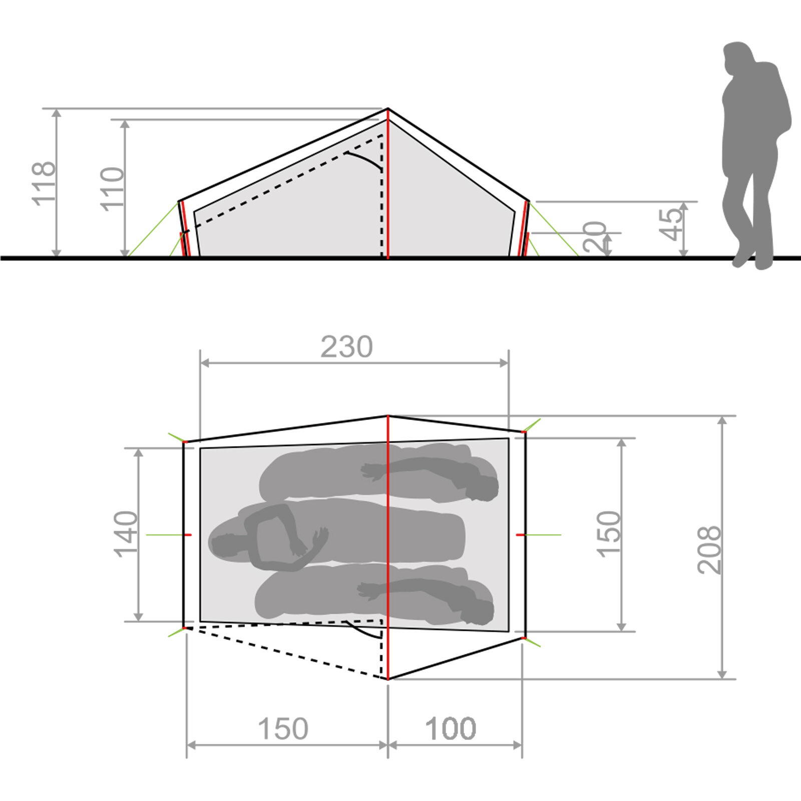 Tenda para campismo Vaude Lizard Seamless 2-3P 5/5