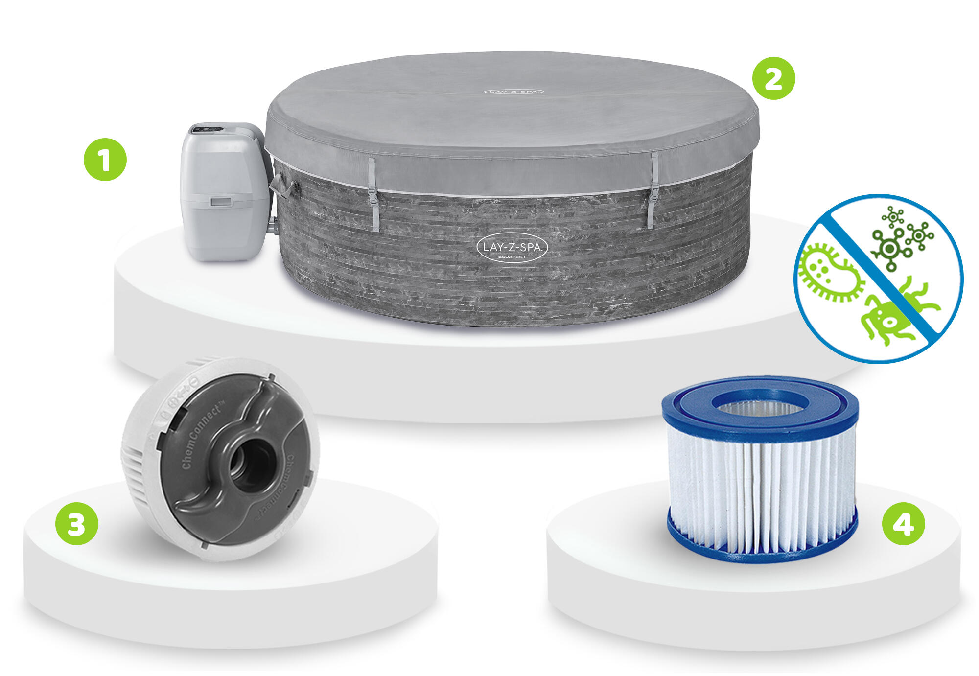 Bestway Spa gonflable rond Lay-Z-Spa Budapest AirJet avec WiFi 4-6 personnes 4/7