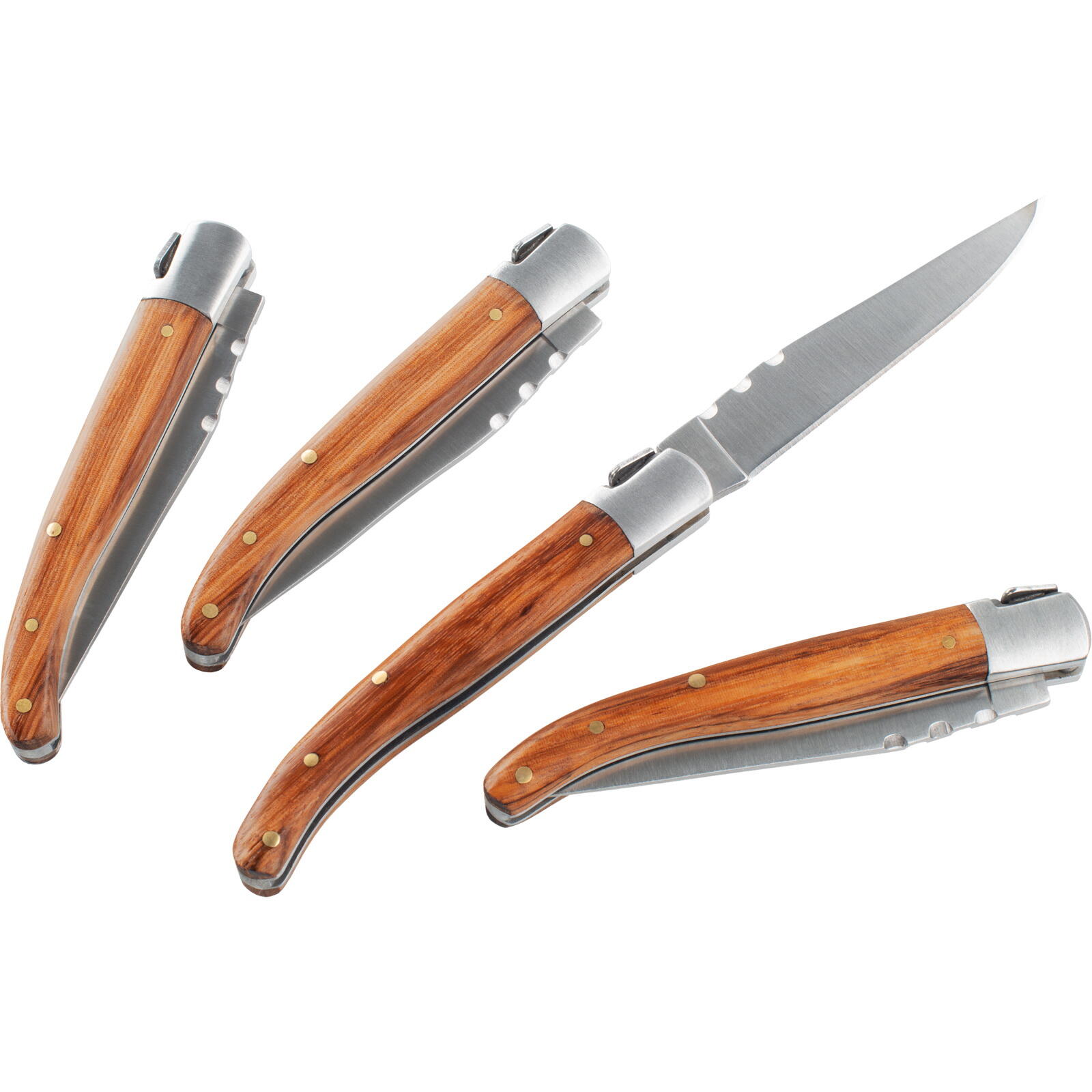 Couteaux steak Rakau GSI Outdoors 4 lames inox 9 cm bois r&eacute;cyclé pliants 2/6
