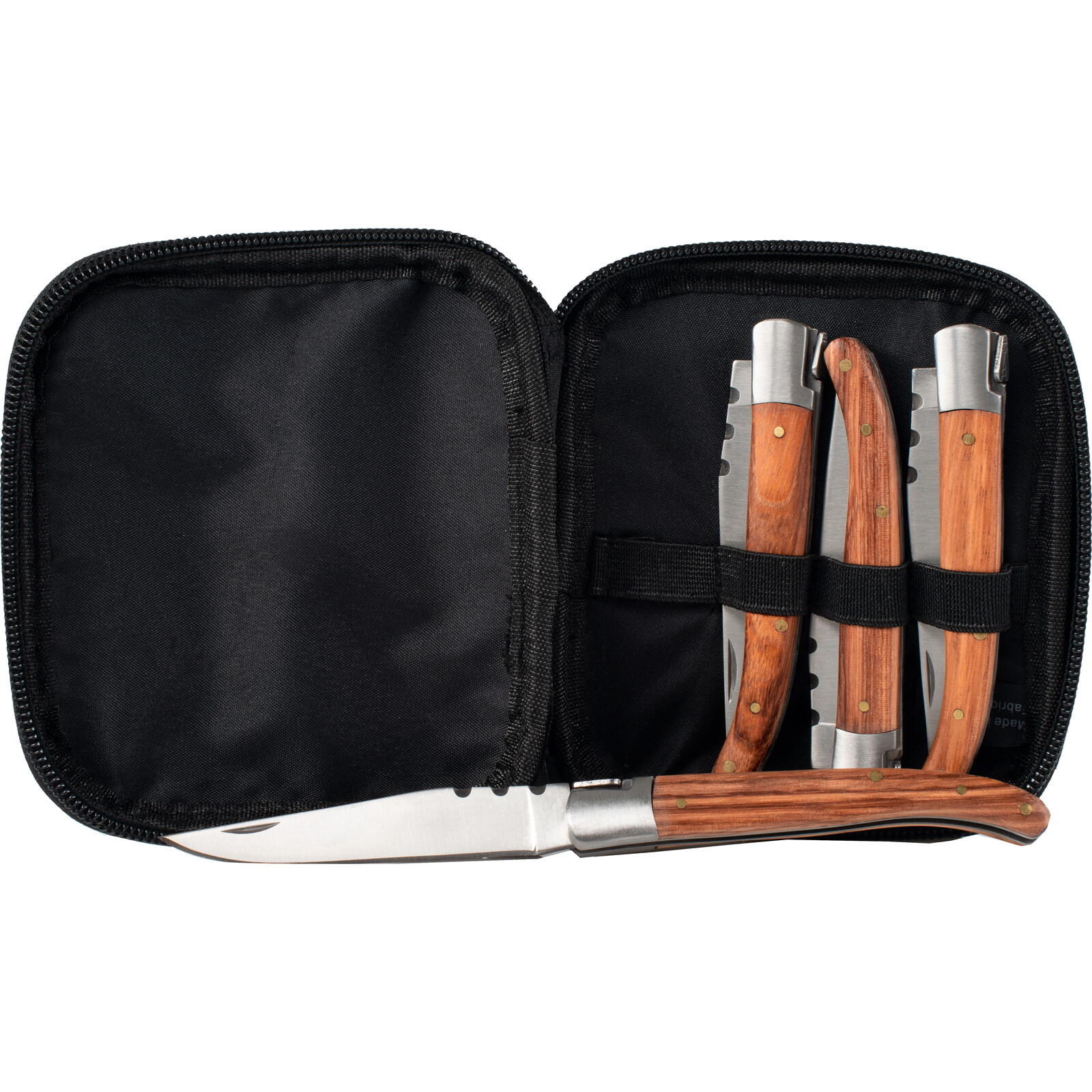 Couteaux steak Rakau GSI Outdoors 4 lames inox 9 cm bois r&eacute;cyclé pliants 3/6
