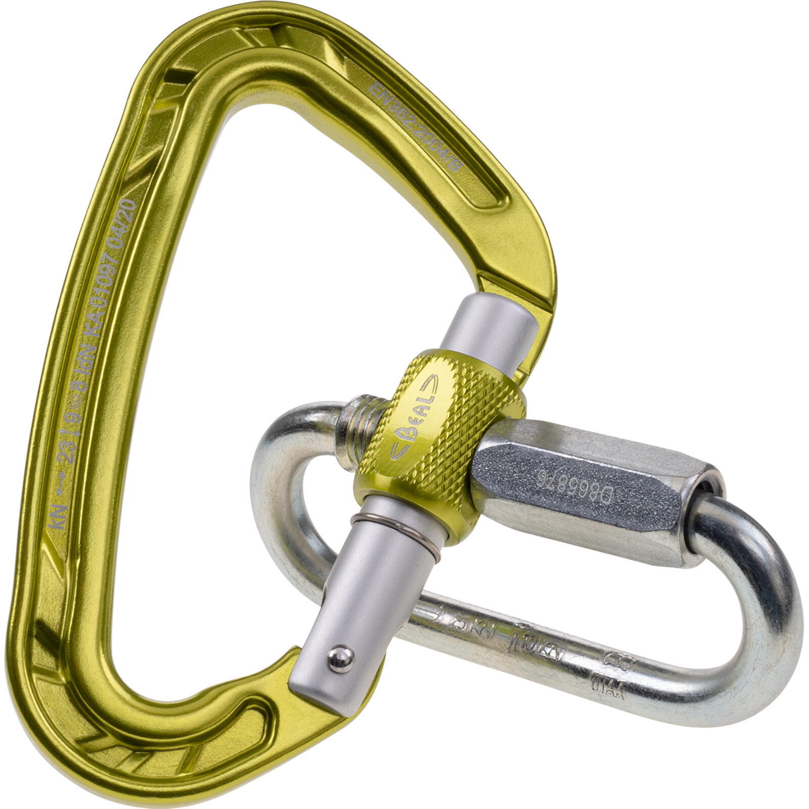 Mousqueton Be Quick BEAL aluminium vert verrouillage vis rapide 5/6
