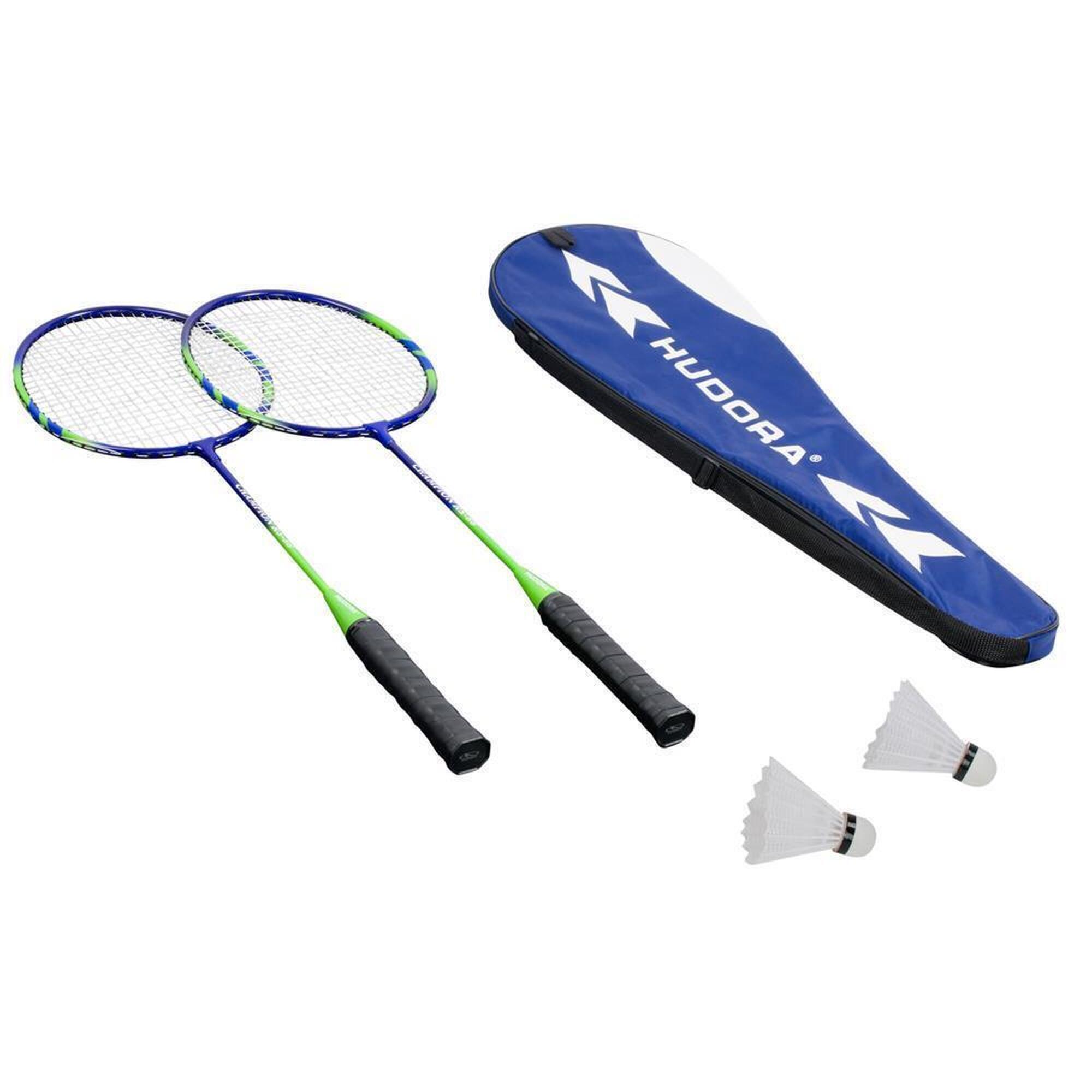 HUDORA Juego de raquetas y volantes de bádminton - Winner HD-33 modelo Verde/Azul