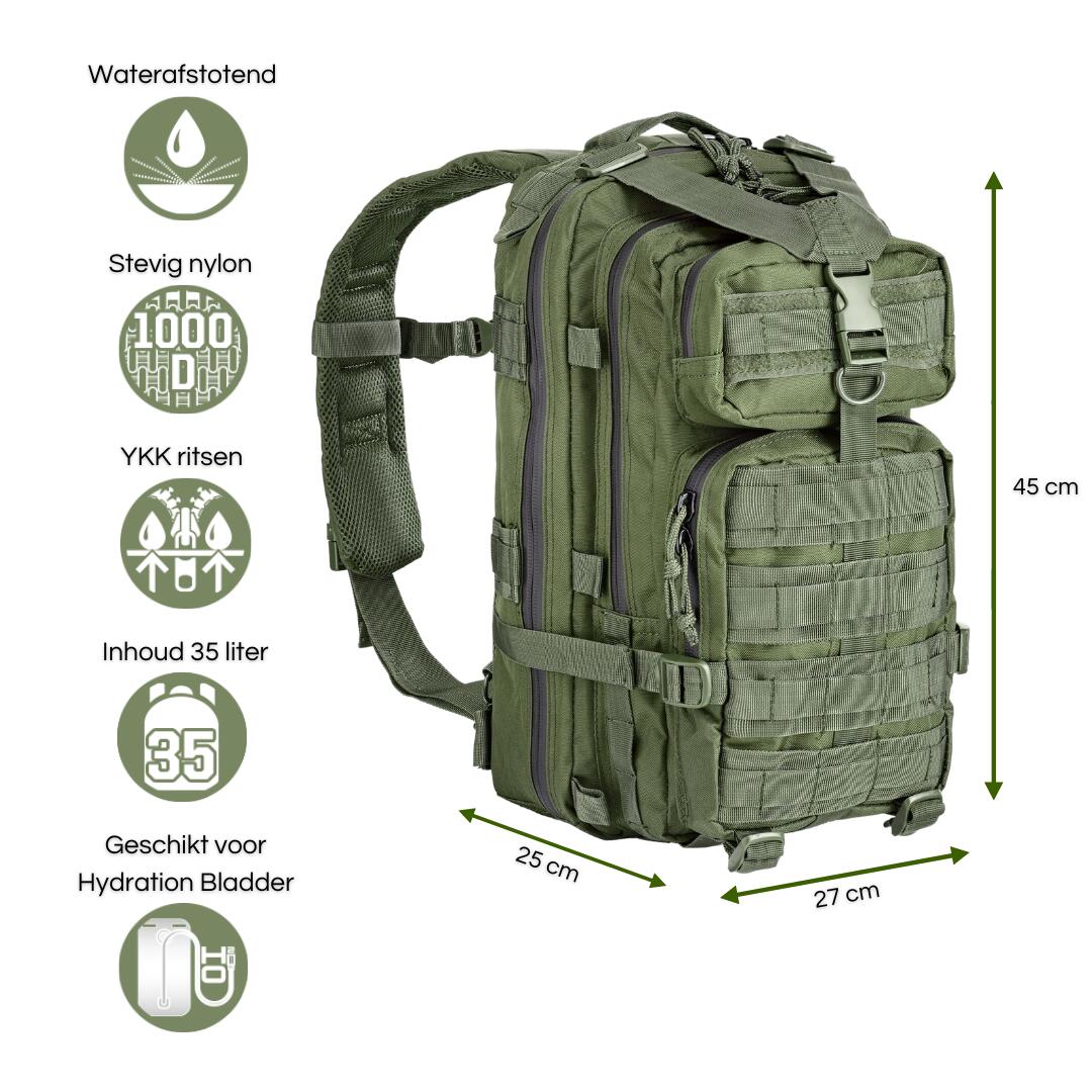 Defcon 5 Tactical Backpack - Olive Drab - 35 liter Rugzak 2/6