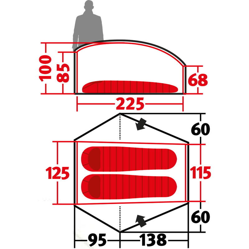 Trekkerstent Exogen 2 persoons Geodät camping fiets bivak tent 1.93 kg