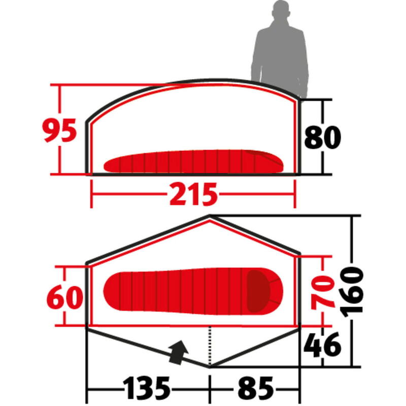 Tente de trekking Venture 1 personne Géodésique Camping Vélo Bivouac 1,95kg