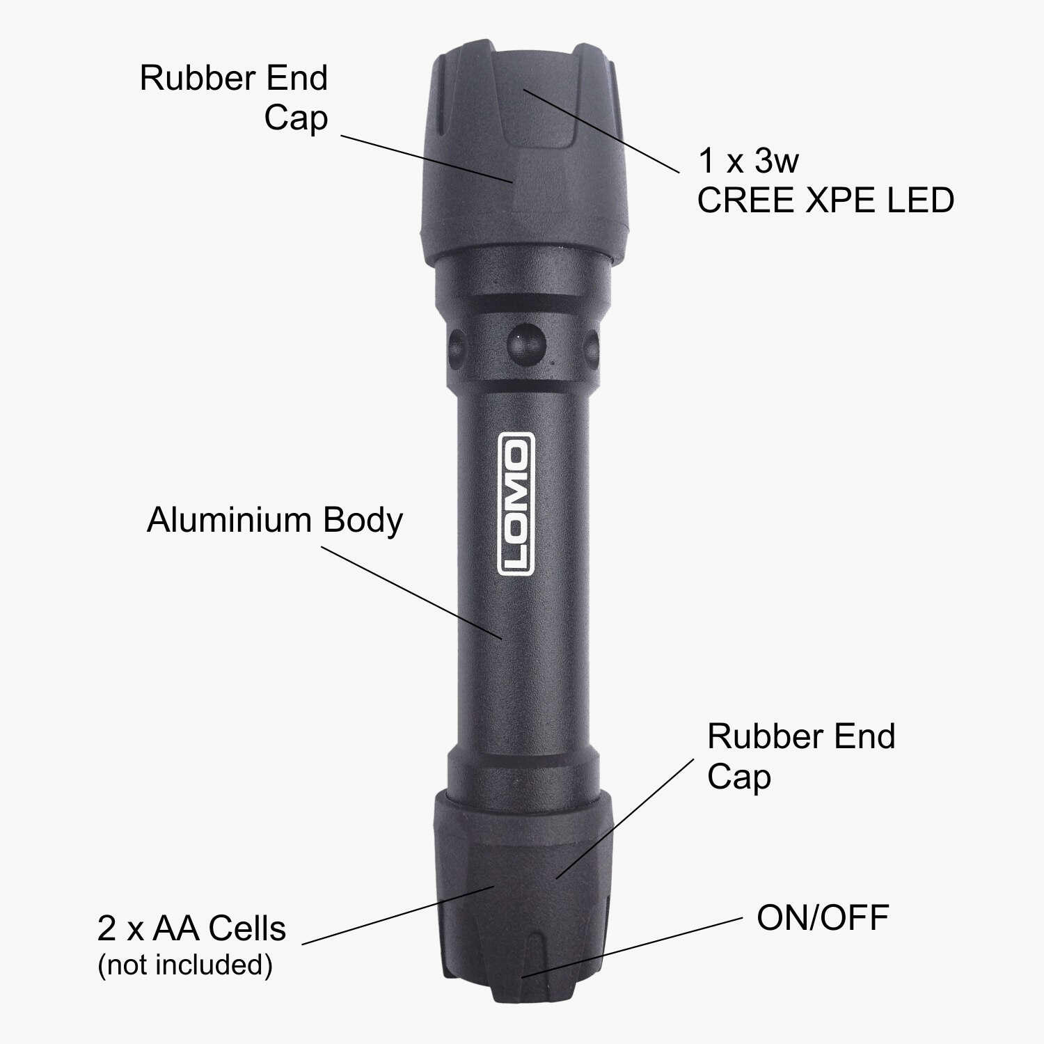 Lomo Aluminium LED Torch - 200 Lumens 5/6