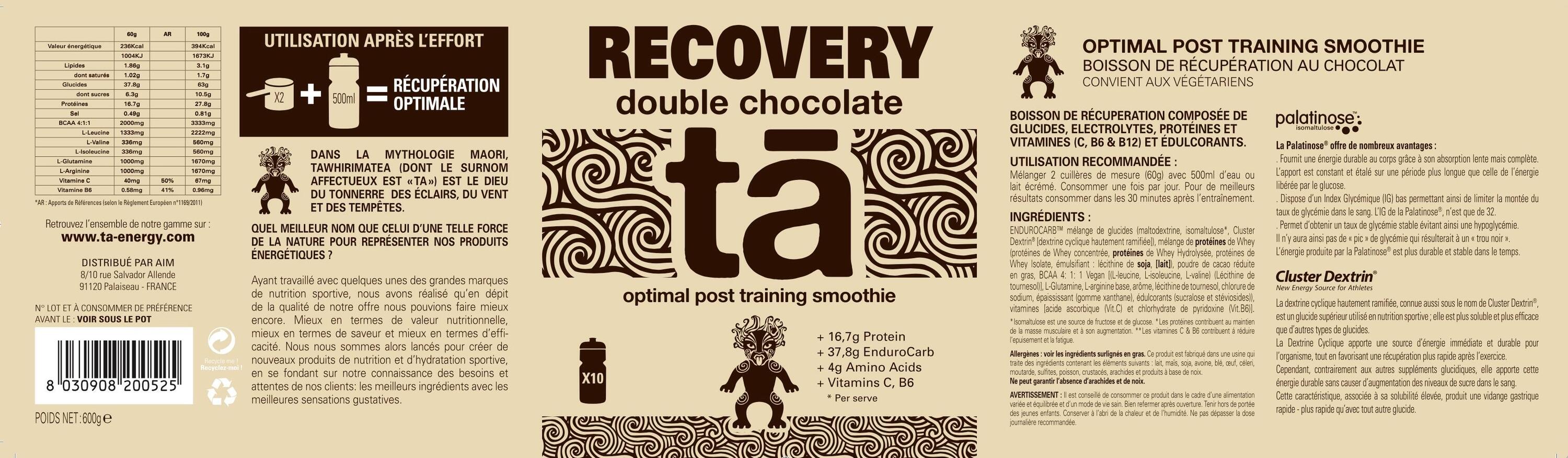 Boisson de récupération "Recovery Drink" 600g Ta Energy 6/6