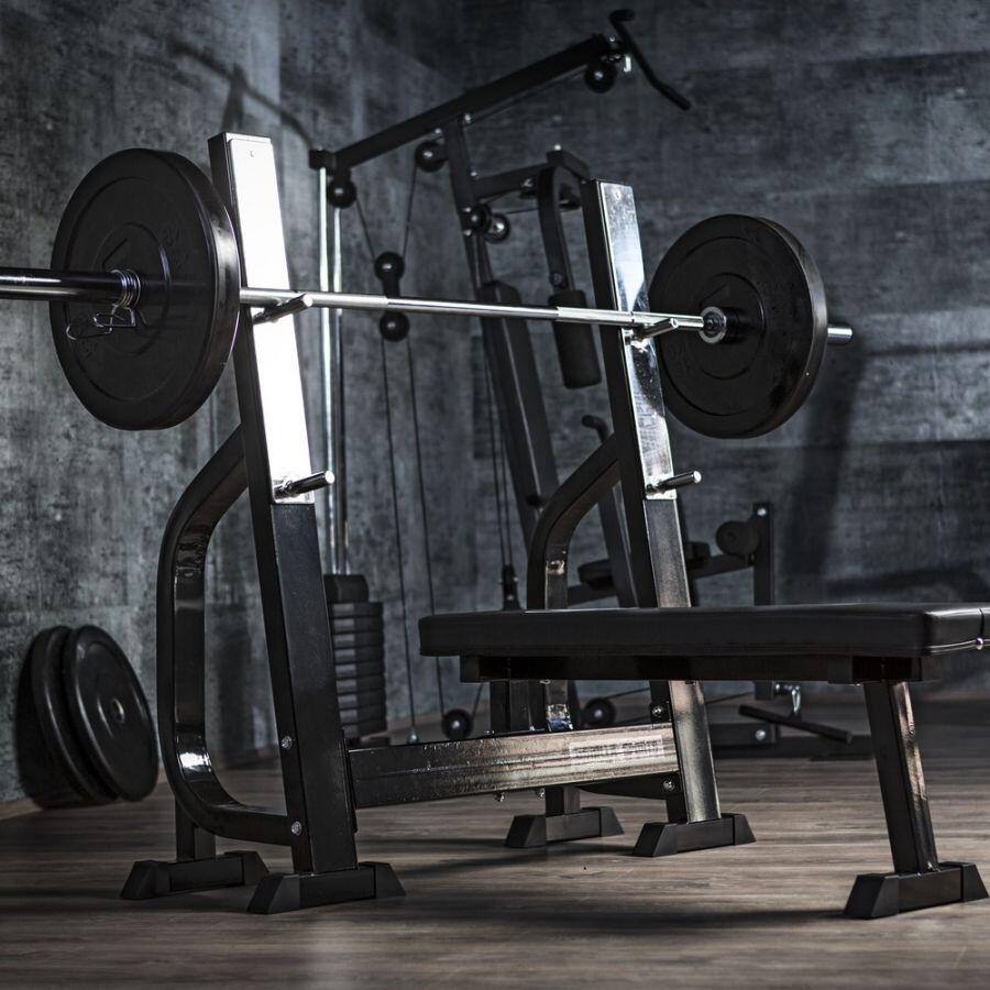 Gorilla Sports Vlakke Halterbank + 100 kg Halterset - Kunststof 3/7