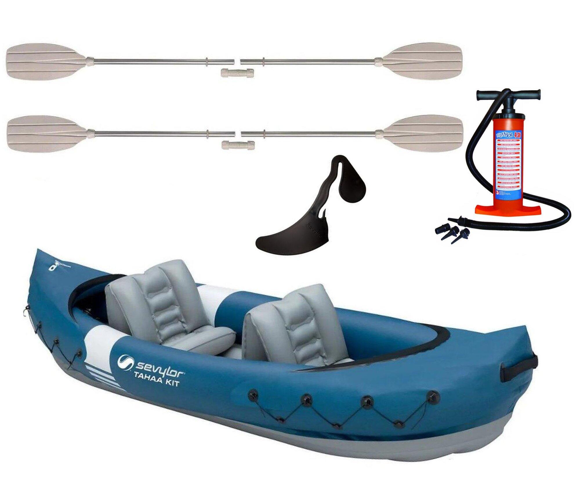 Tahaa 2 Person Inflatable Kit with 2 Paddles, Directional Skeg and Pump - Blue 1/7