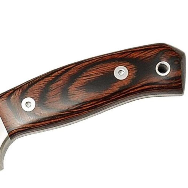 Couteau de survie CR18 à lame fixe - manche en bois rouge