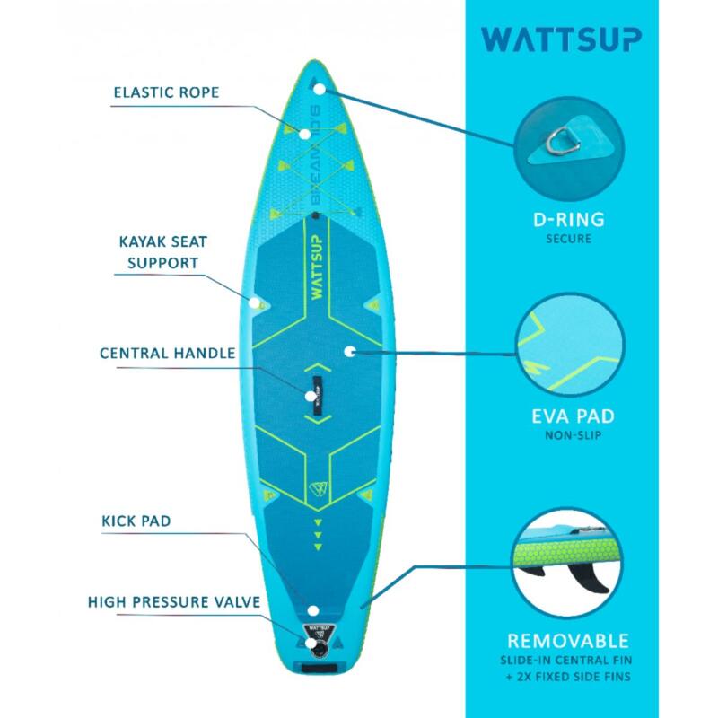 Conjunto de prancha SUP com acessórios - insuflável - Wattsup Bream