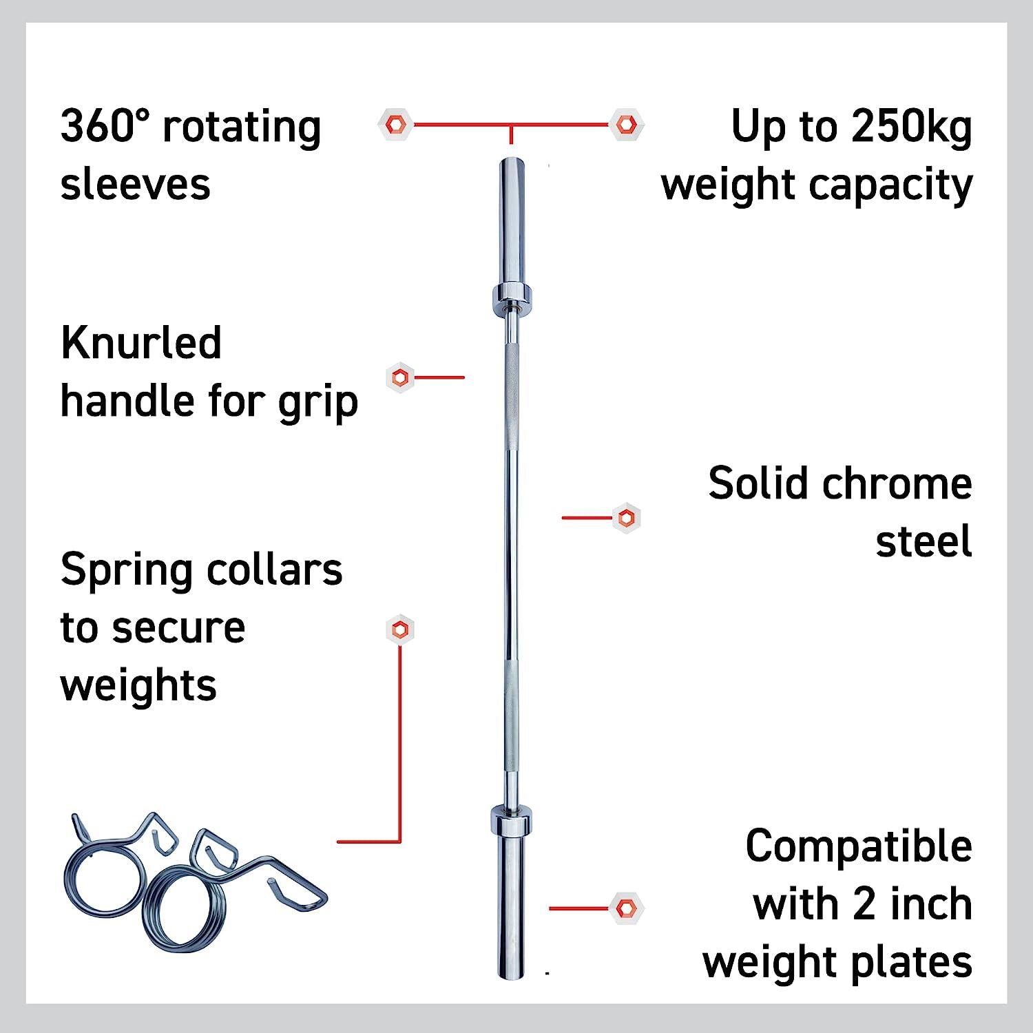 Olympic Barbell Bar for 2inch Weight Plates - 7ft (2.14m) 2/5