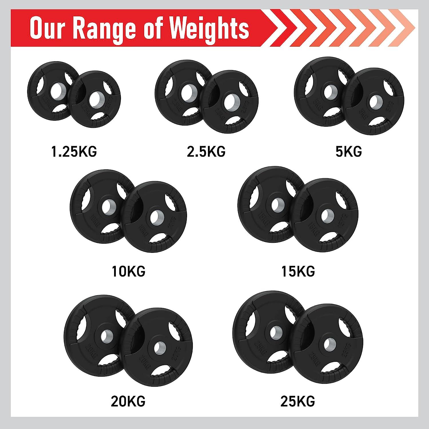 Olympic Tri-Grip Rubber Weight Plates - Black SET (2x 2.5kg + 2x 5kg) 3/6