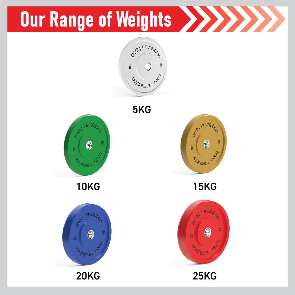 Olympic Bumper Plates - Colour Rubber Coated Weight Plates for 2inch Barbells 3/5