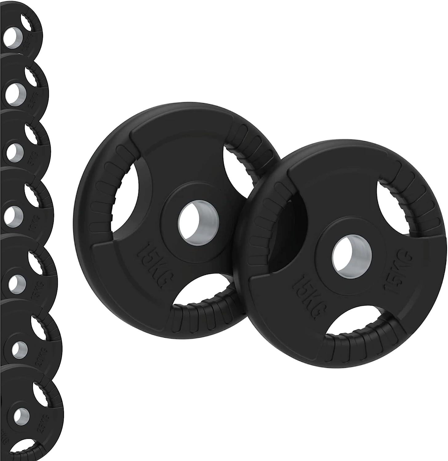 BODY REVOLUTION Olympic Tri-Grip Rubber Weight Plates - Black Pairs for 2inch Barbells