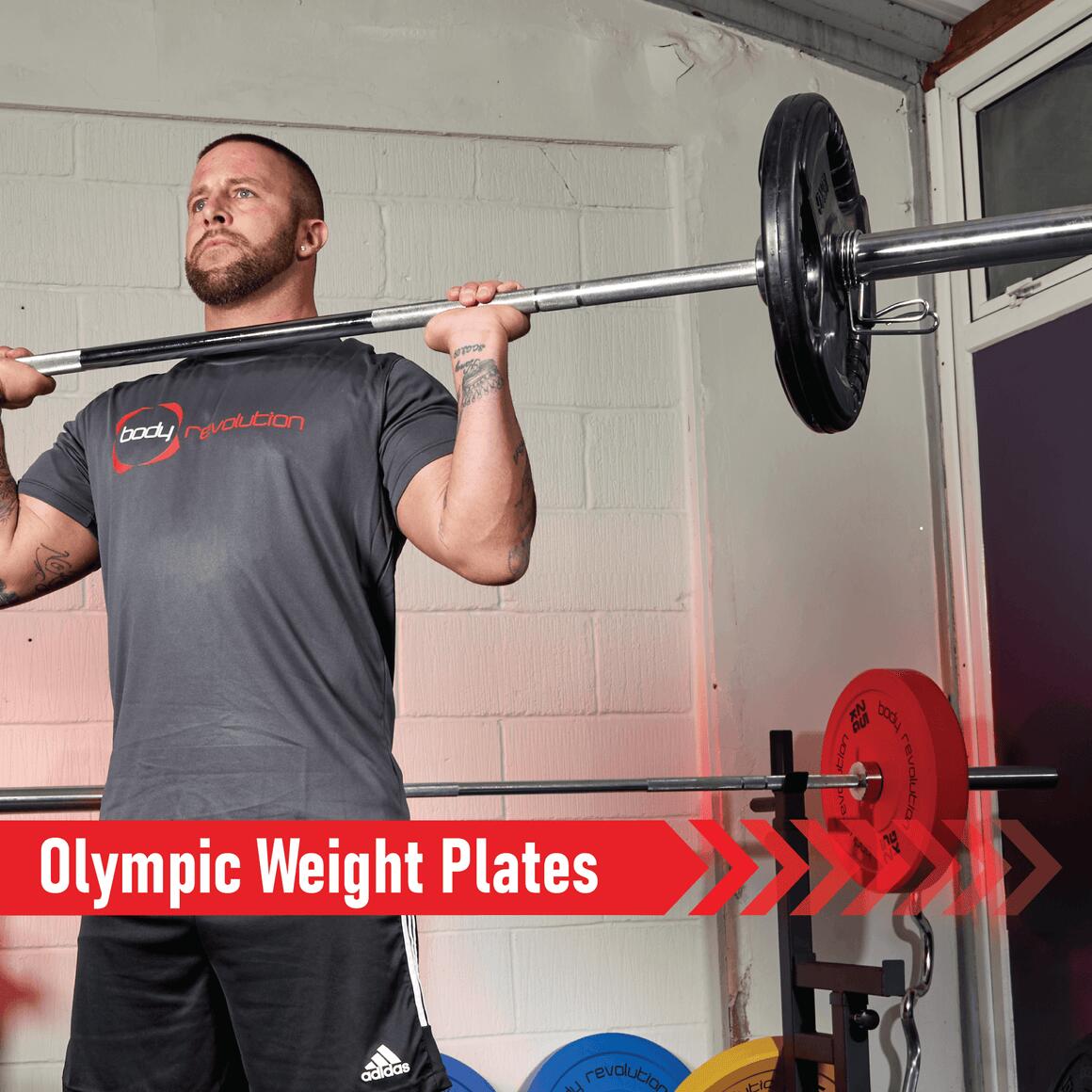 Olympic Tri-Grip Rubber Weight Plates - Black SET (2x 2.5kg + 2x 10kg) 4/6