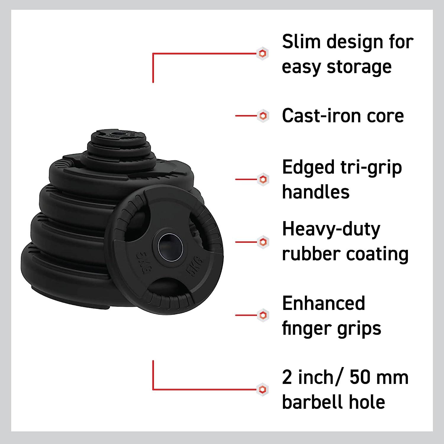 Obciążniki gumowe Olympic Tri-Grip, czarne, pary, zestawy, 7,5 kg 2/6