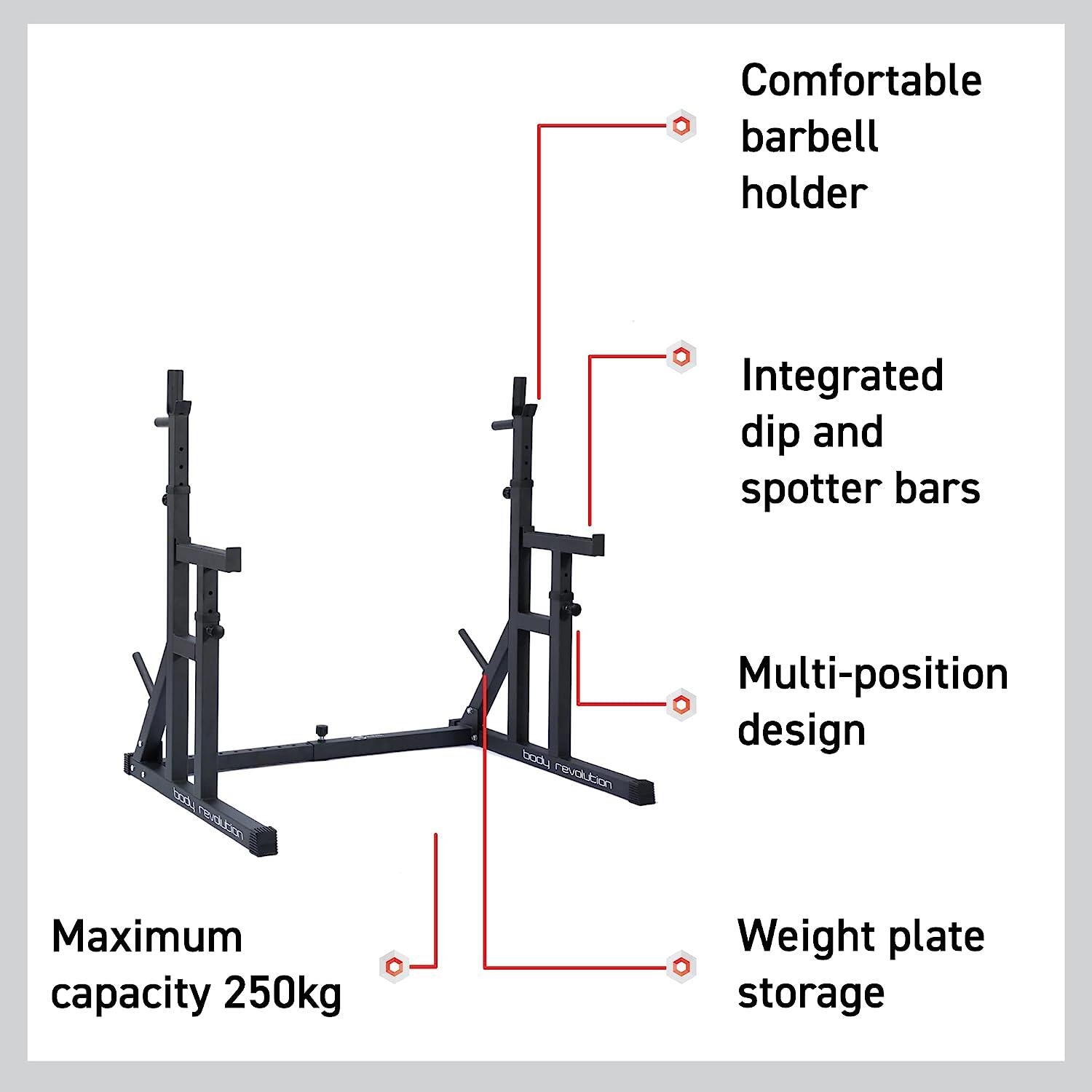 Squat Rack for Olympic and 1inch Bars and Weight Plates 2/6