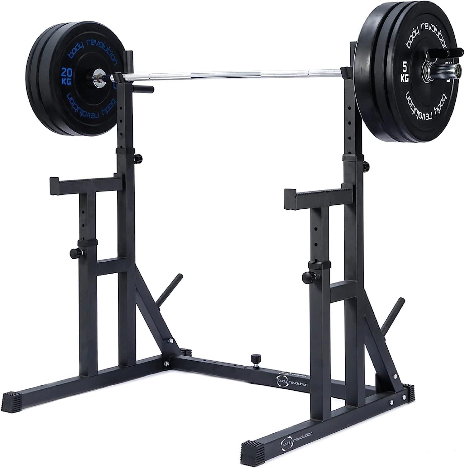 BODY REVOLUTION Squat Rack for Olympic and 1inch Bars and Weight Plates