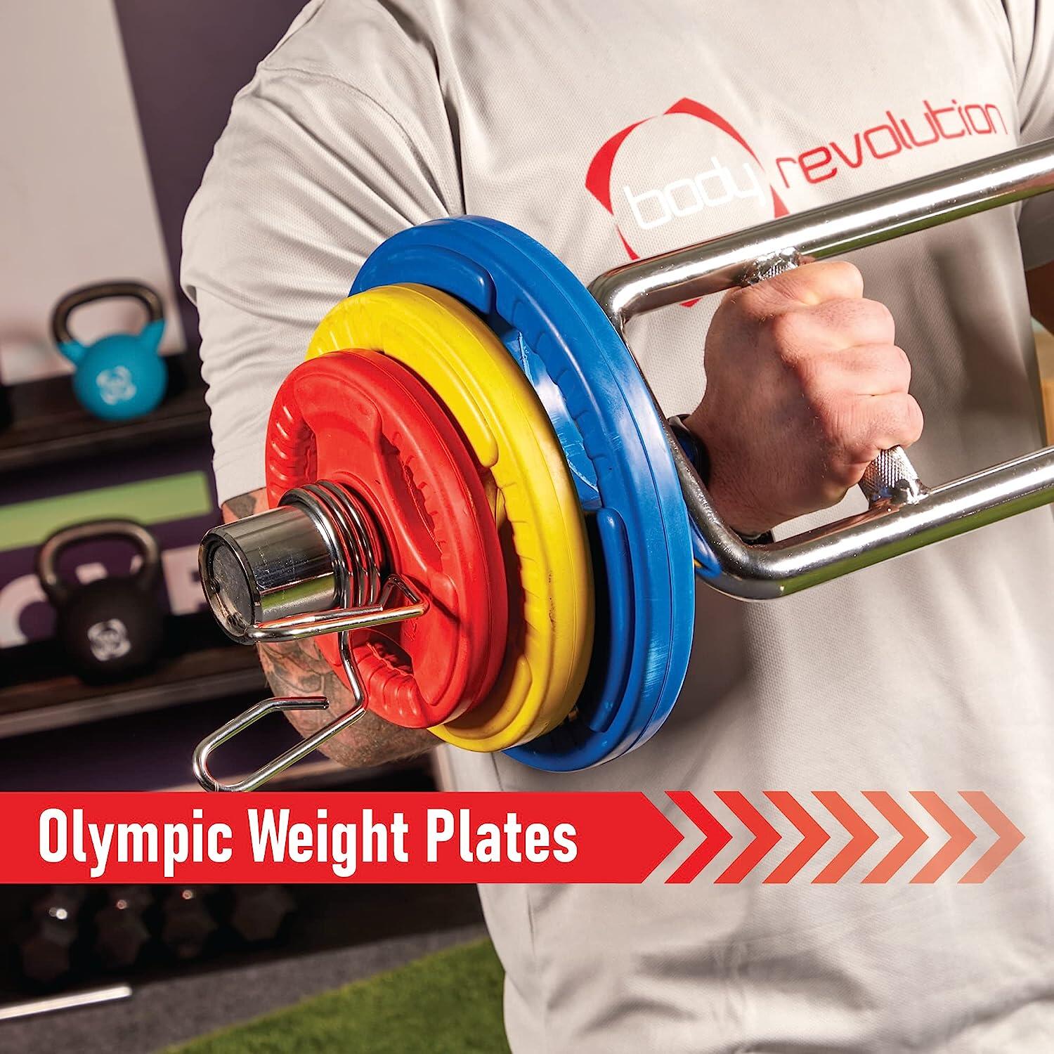 Olympic Tri-Grip Rubber Weight Plates - Colour Pairs for 2inch Barbells 4/7