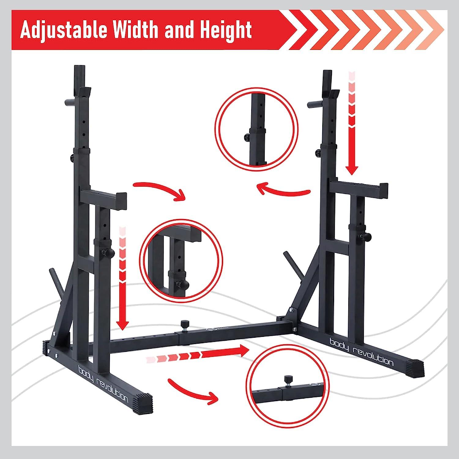 Squat Rack for Olympic and 1inch Bars and Weight Plates 3/6