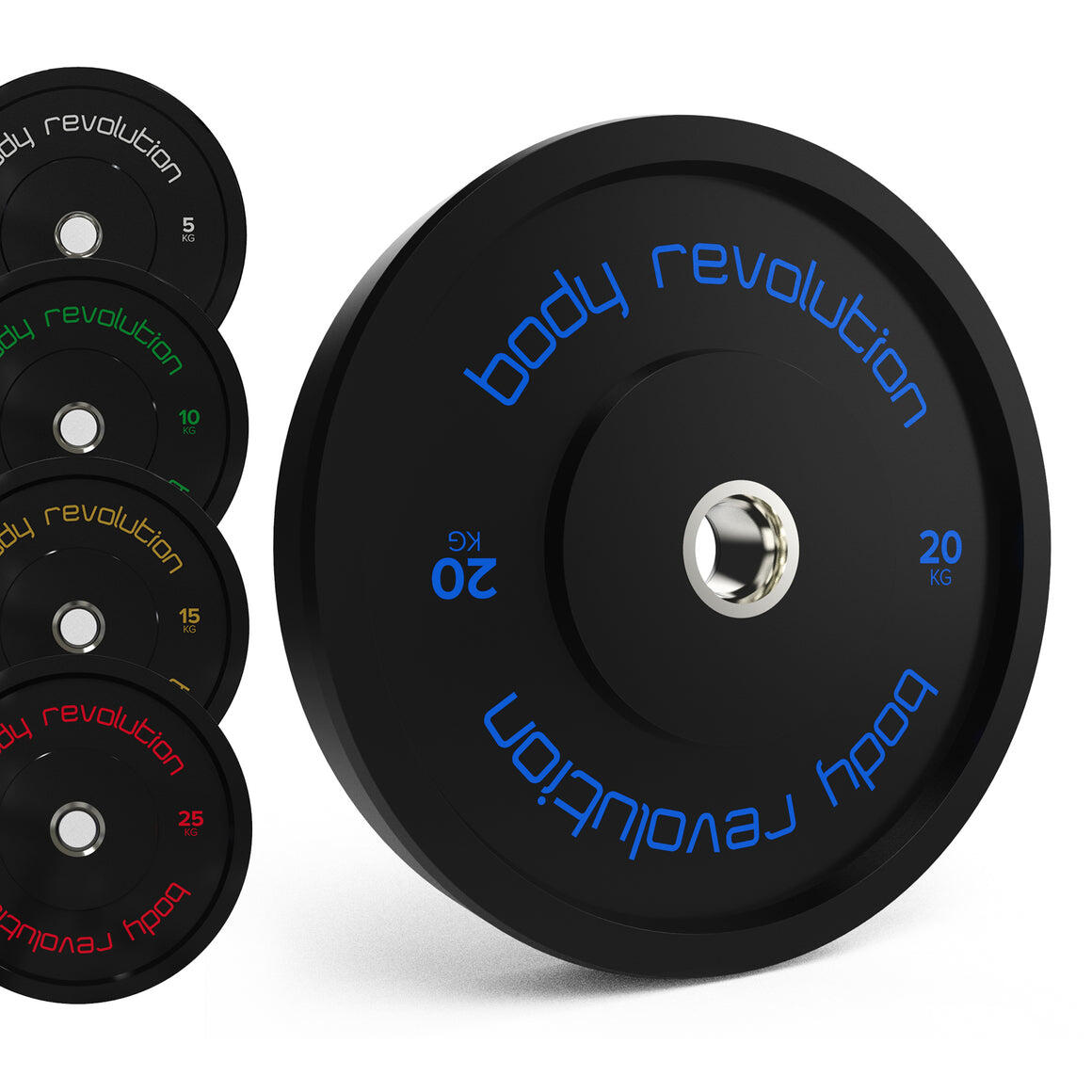 BODY REVOLUTION Olympic Bumper Plates - Black Rubber Coated Weight Plates 20kg (Pair)