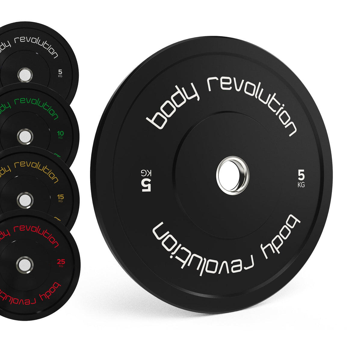 BODY REVOLUTION Olympic Bumper Plates - Black Rubber Coated Weight Plates - 5kg (Pair)