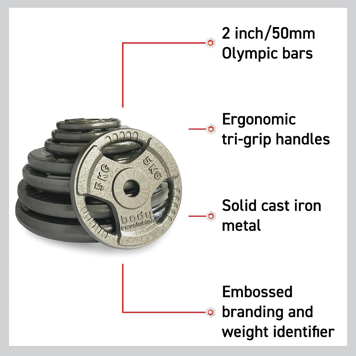 Olympic Tri-Grip Weight Plates - Cast Iron 2/6