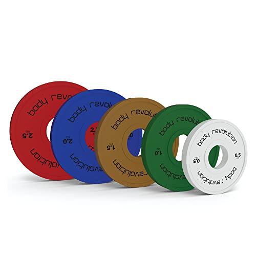 BODY REVOLUTION Olympic Fractional Bumper Plates - Rubber Coated Weights for 2inch Barbells