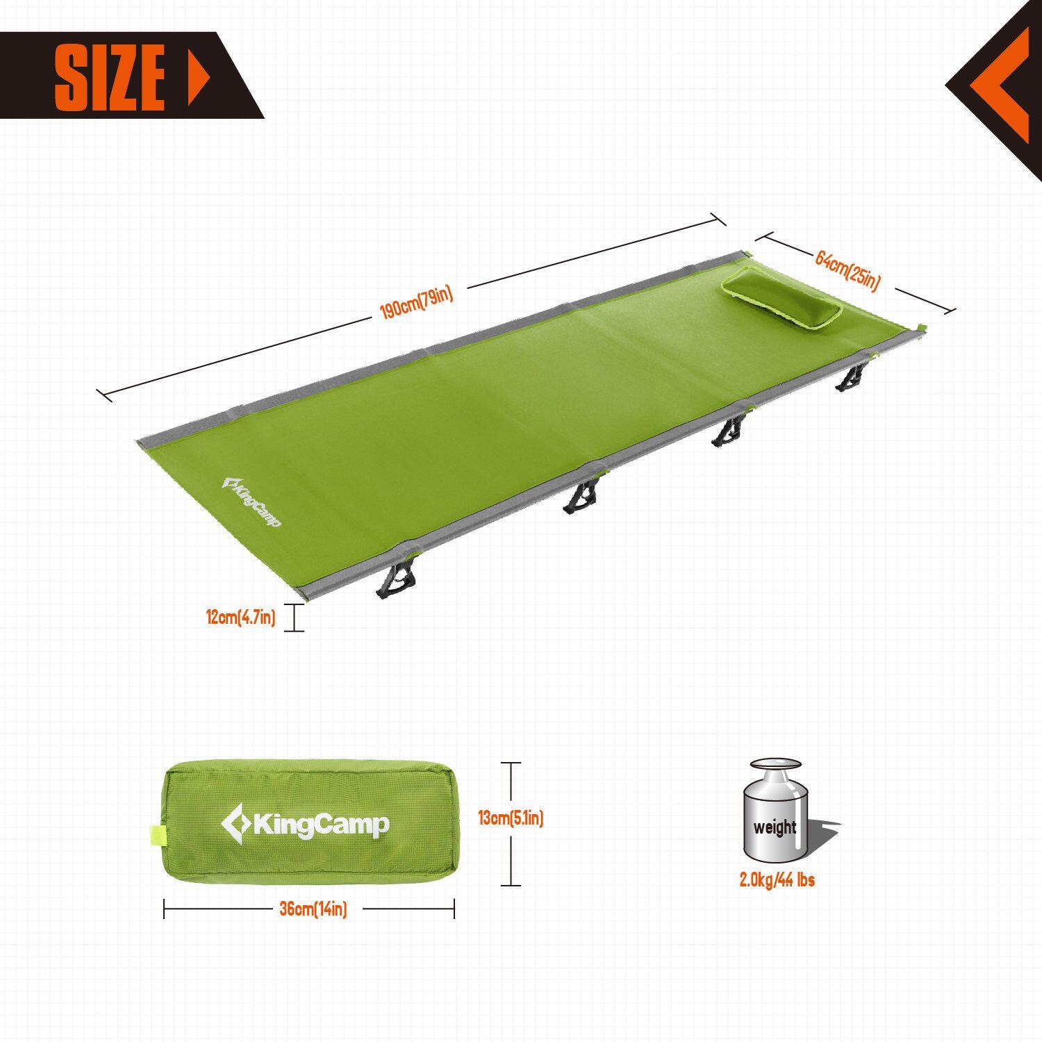 Kempingové skládací lehátko KING CAMP Ultralight Cot - zelené 2/5