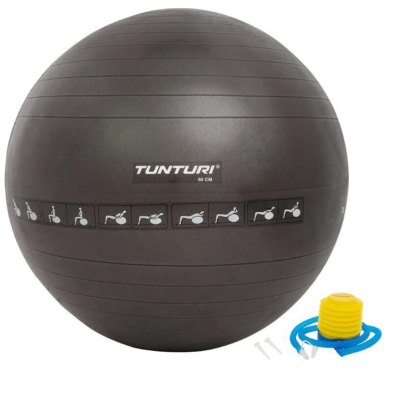 Gym ball ballon de gym 90cm anti éclatement noir