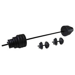 Gewichten 50kg - Vinyl Halterset - Dumbbellset - 1 halterstang en 2 dumbbells