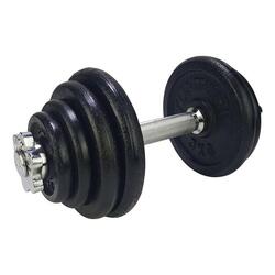 Dumbell Gietijzer totaal 15kg - Halterset met schroefsluiting - 1 Halterstang