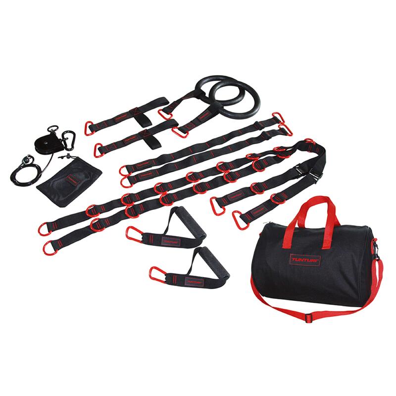 Kit accessoires et sangles Functional Training trainer matériel musculation noir