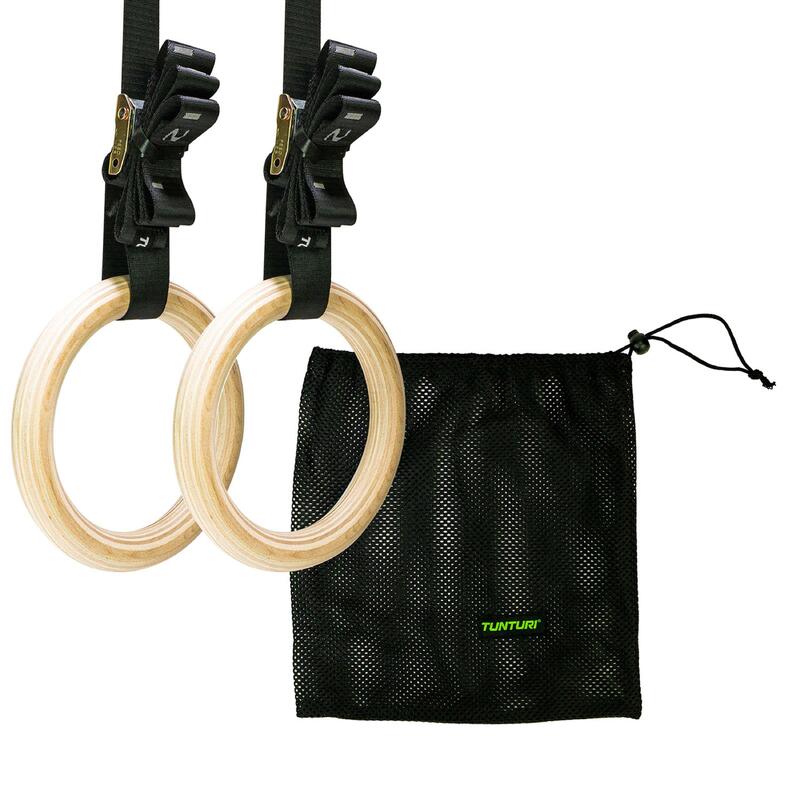 Tunturi Turnringe Gym Rings aus Holz Beige