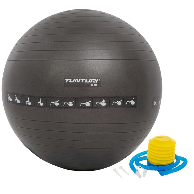 Gym ball ballon de gym 65cm anti éclatement noir