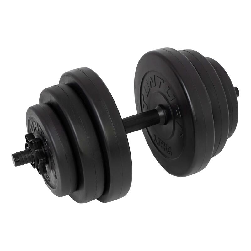 Haltère musculation vinyle 15kg 2 barres noir