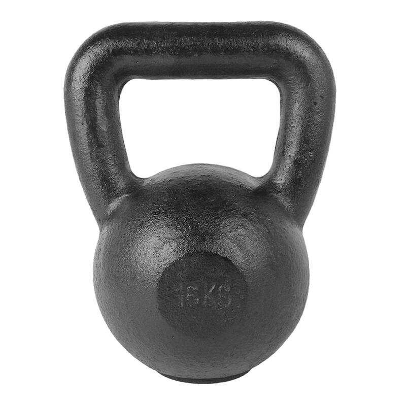 Tunturi Gusseisen Kettlebell mit Gummi Boden 16 kg Schwarz