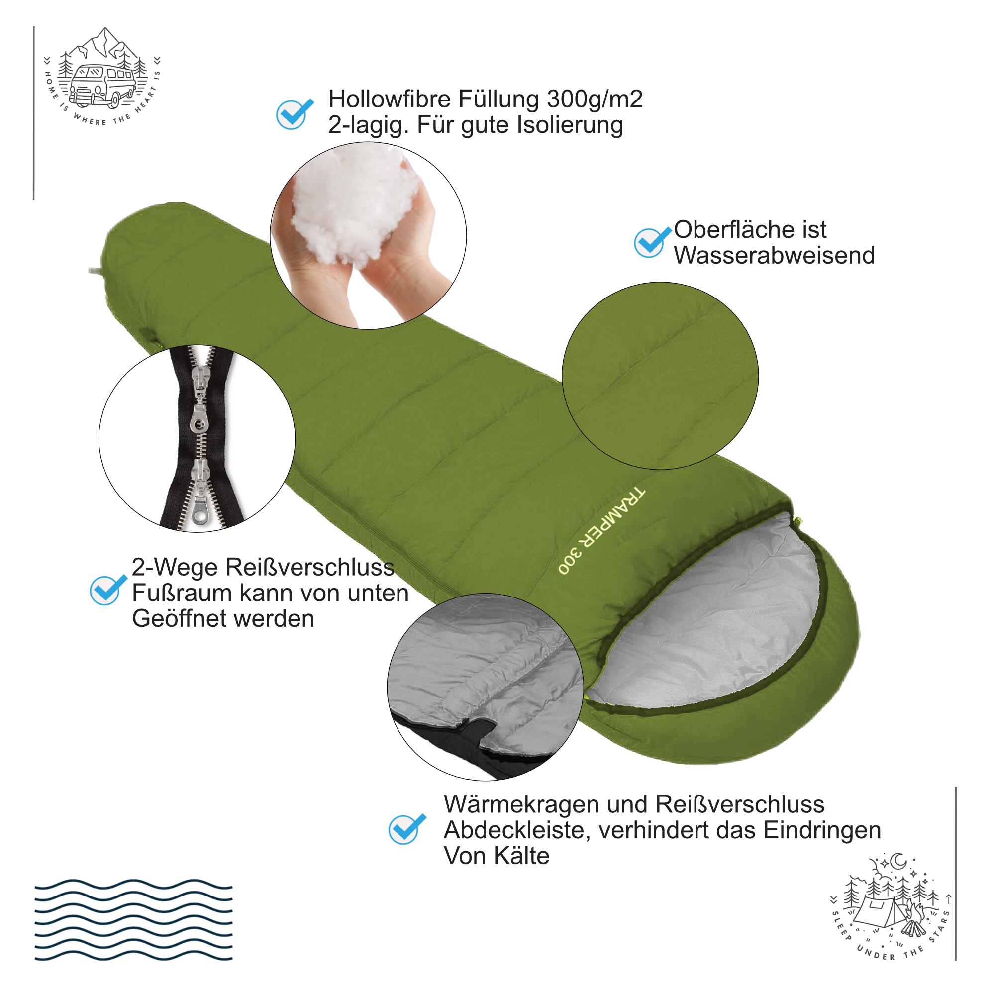 Mumienschlafsack L Green Schlafsack  Camping Zelt Trekking Explorer 1,5 kg 6/7