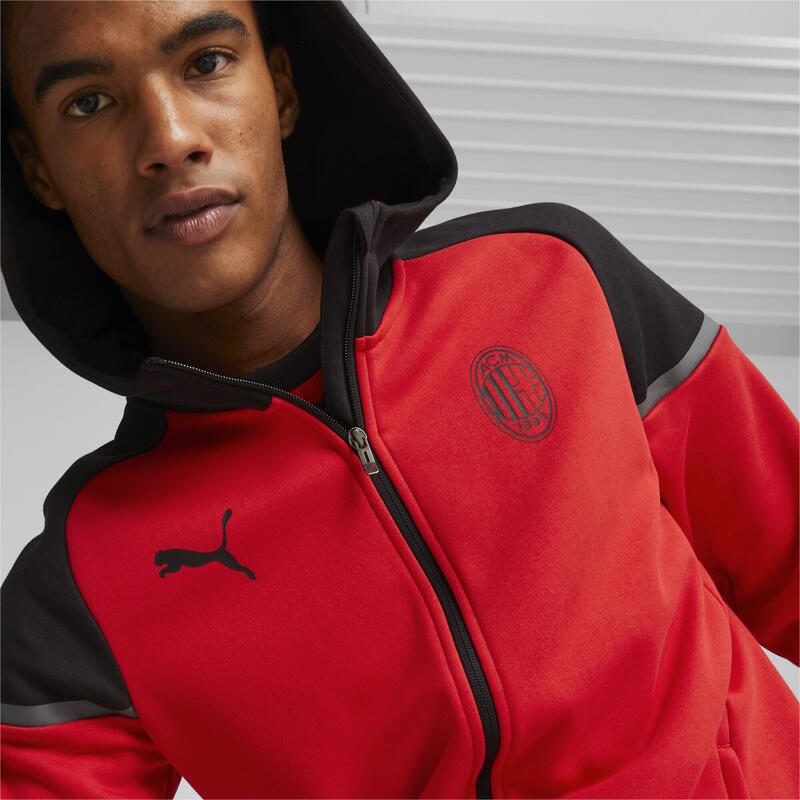 Chaqueta de fútbol AC Milan Casuals con capucha PUMA For All Time Red Black