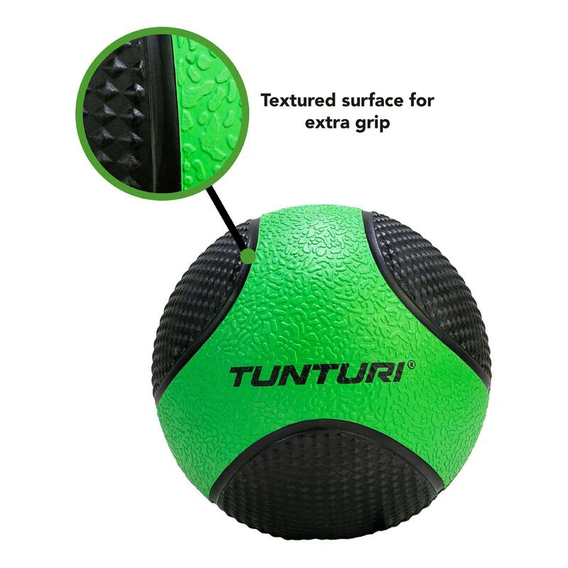 Tunturi PVC Medizin Ball 2 kg Schwarz mit Grün