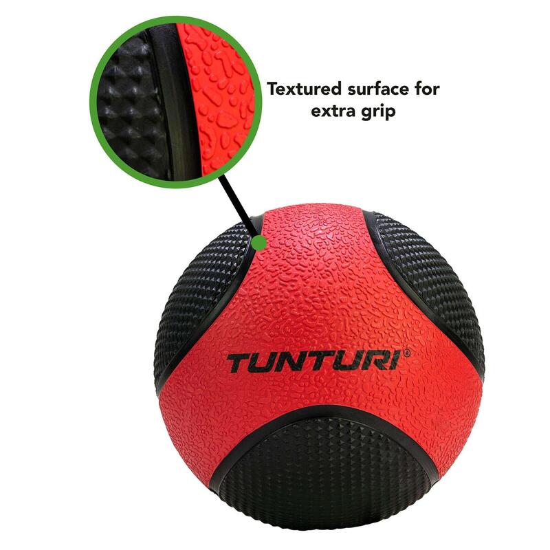 Tunturi PVC Medizin Ball 3 kg Schwarz mit Rot