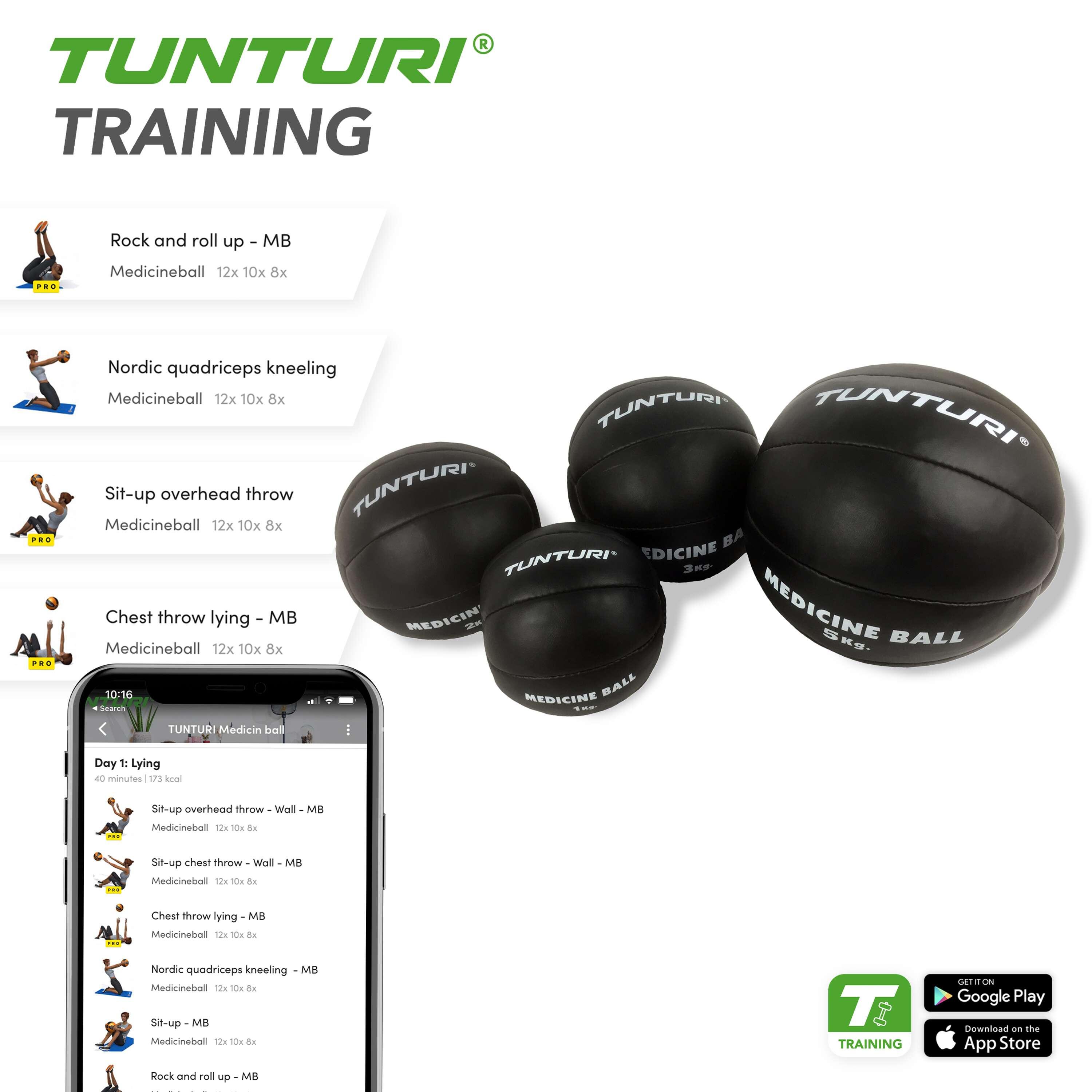 Tunturi Medizin Ball Schwarz 2 kg Schwarz 3/4