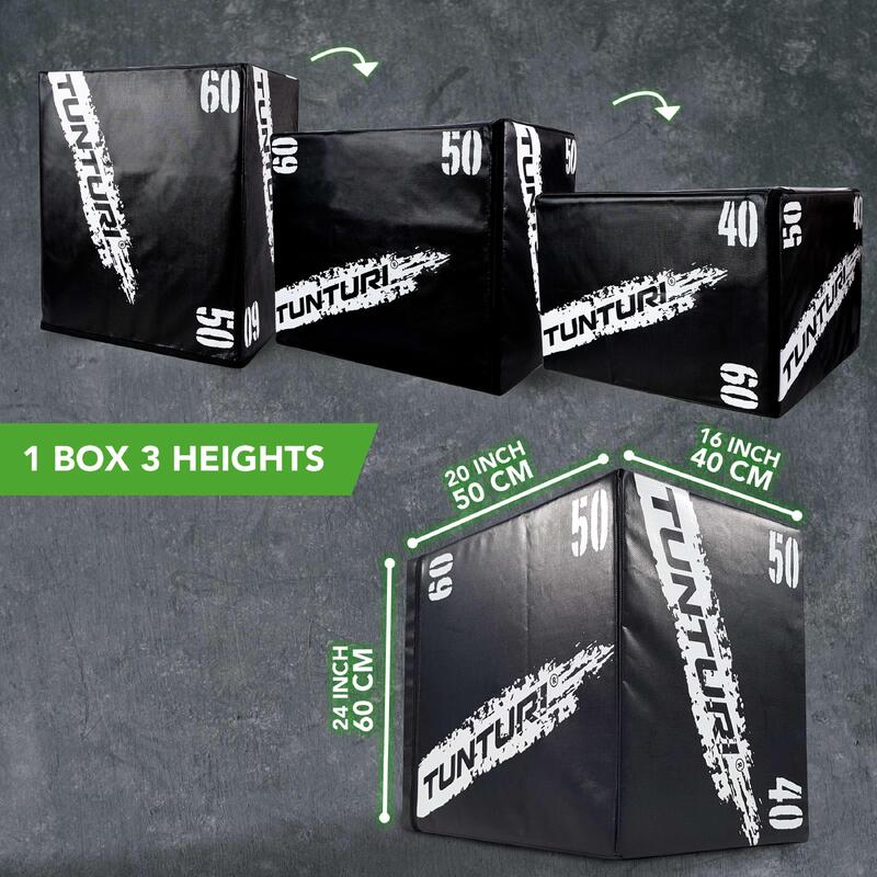Plyo Box, Soft Plyometric Box, Fitnessbox, 40 x 50 x 60 cm, Holz mit EVA