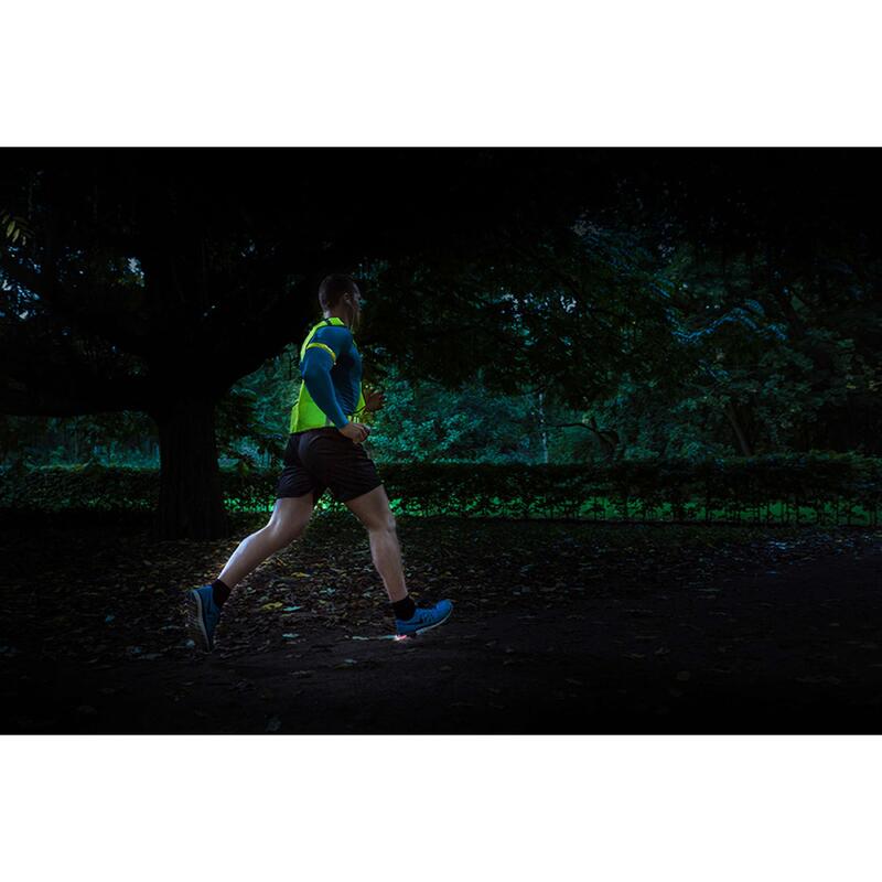 Shxx Led reflektierende Laufweste mit Frontlicht, Lauflichter für Läufer,  Sicherheitsweste für Männer / Frauen Laufen, Radfahren oder Gehen (blau)  M1230-35