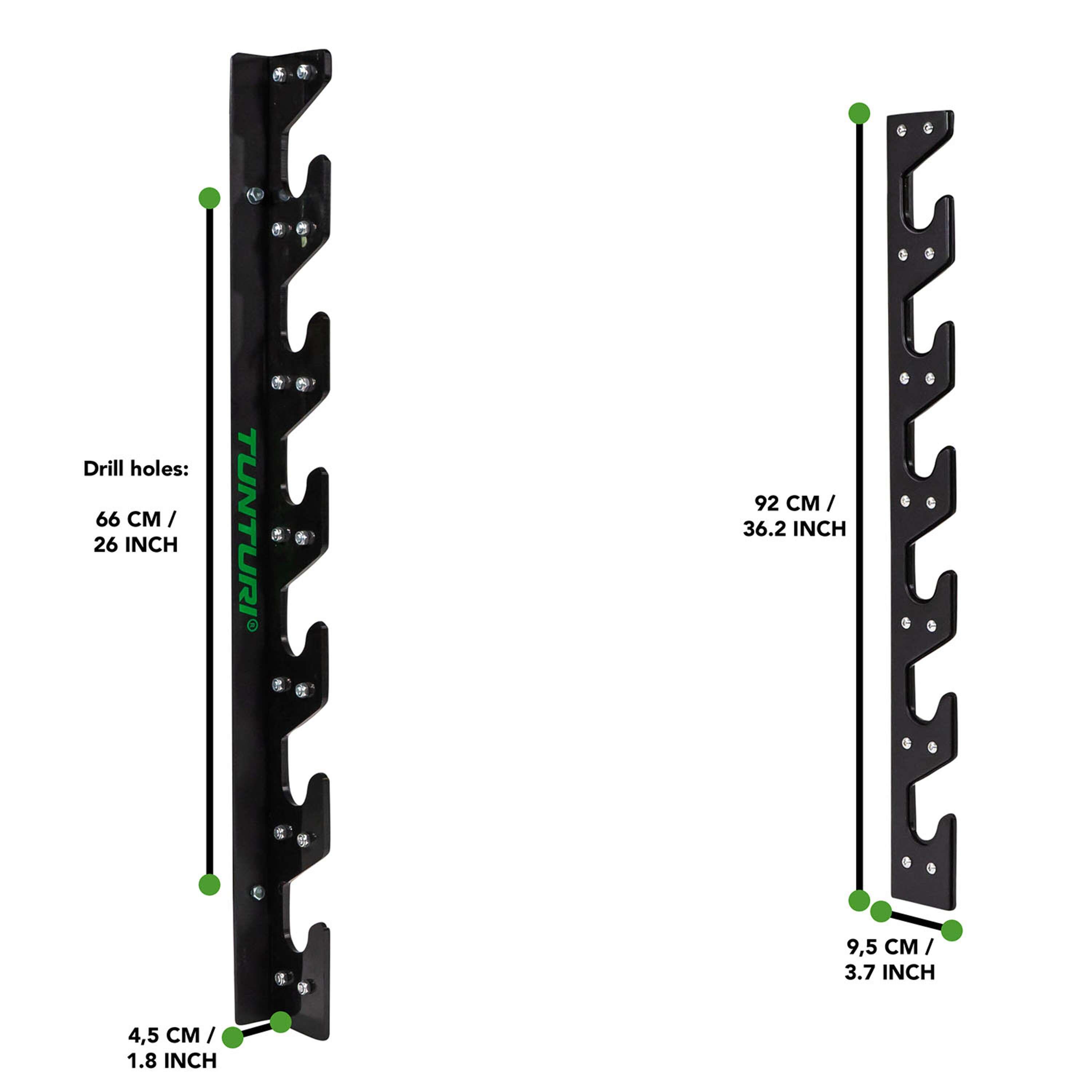 Supporto da Parete Tunturi per 6 Barre, 92 cm, Acciaio Robusto 4/4