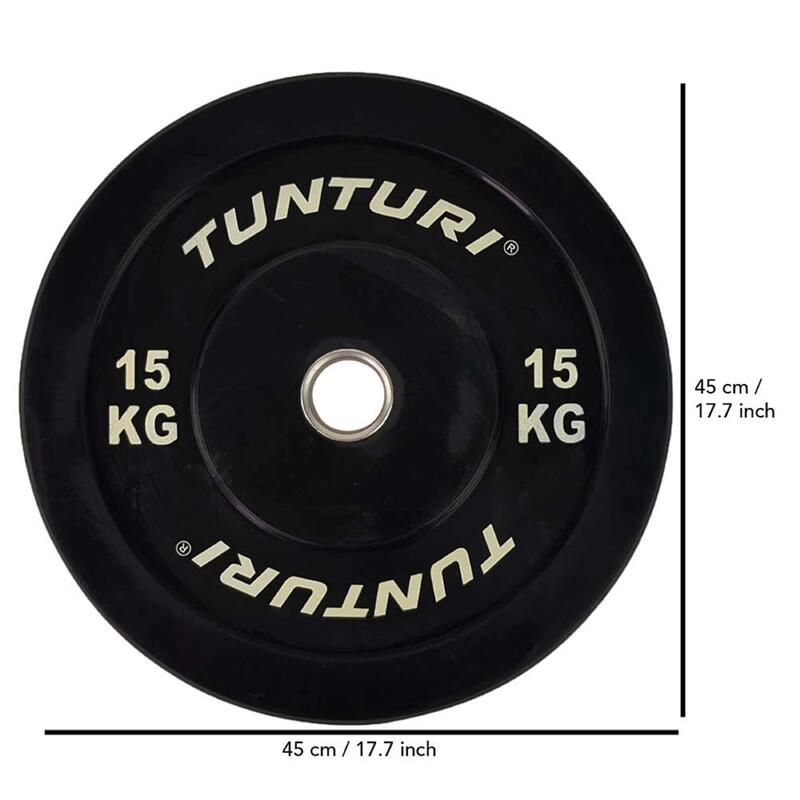Tunturi Bumper Plate Hantelscheiben 50 mm 15 kg Schwarz