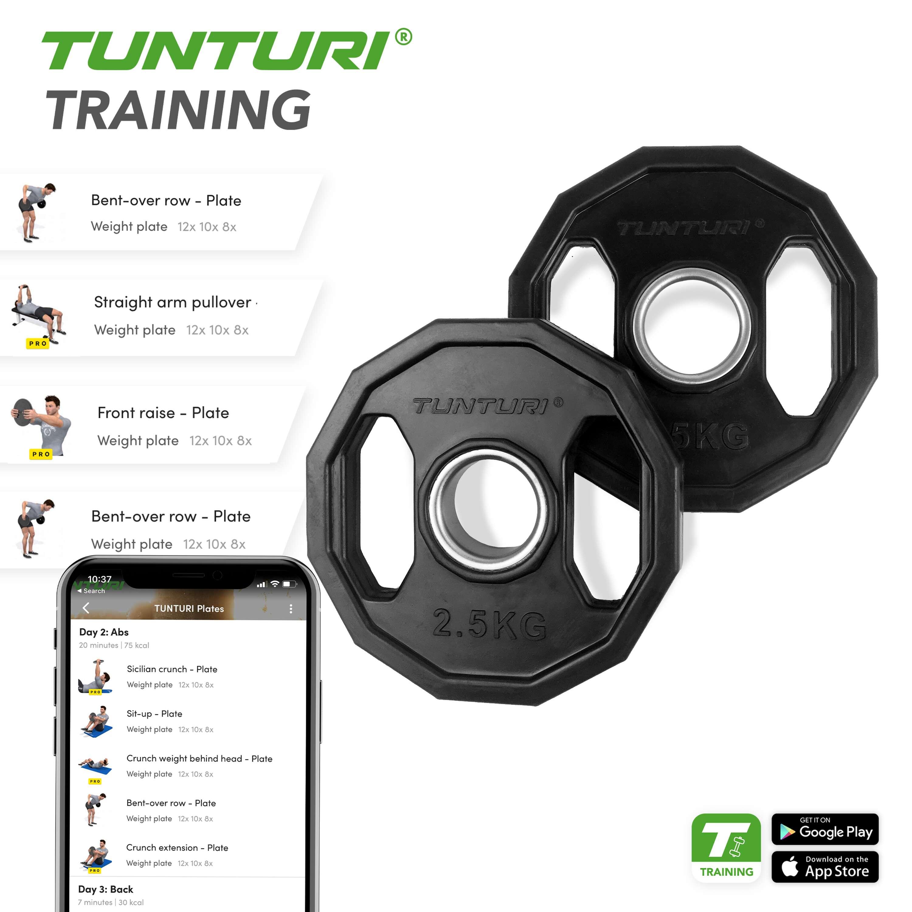 Discos con Caucho Tunturi 50mm Peso 2.5kg. Formato par Decathlon