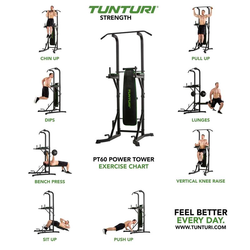 Power Tower PT60 - Pull up station - Dip station - Sit up - Bankdrukken